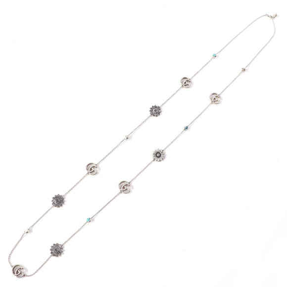 Gucci Gucci Silver Flower Rhinestone Necklace Metal Necklace 527402 - Picture 1 of 9